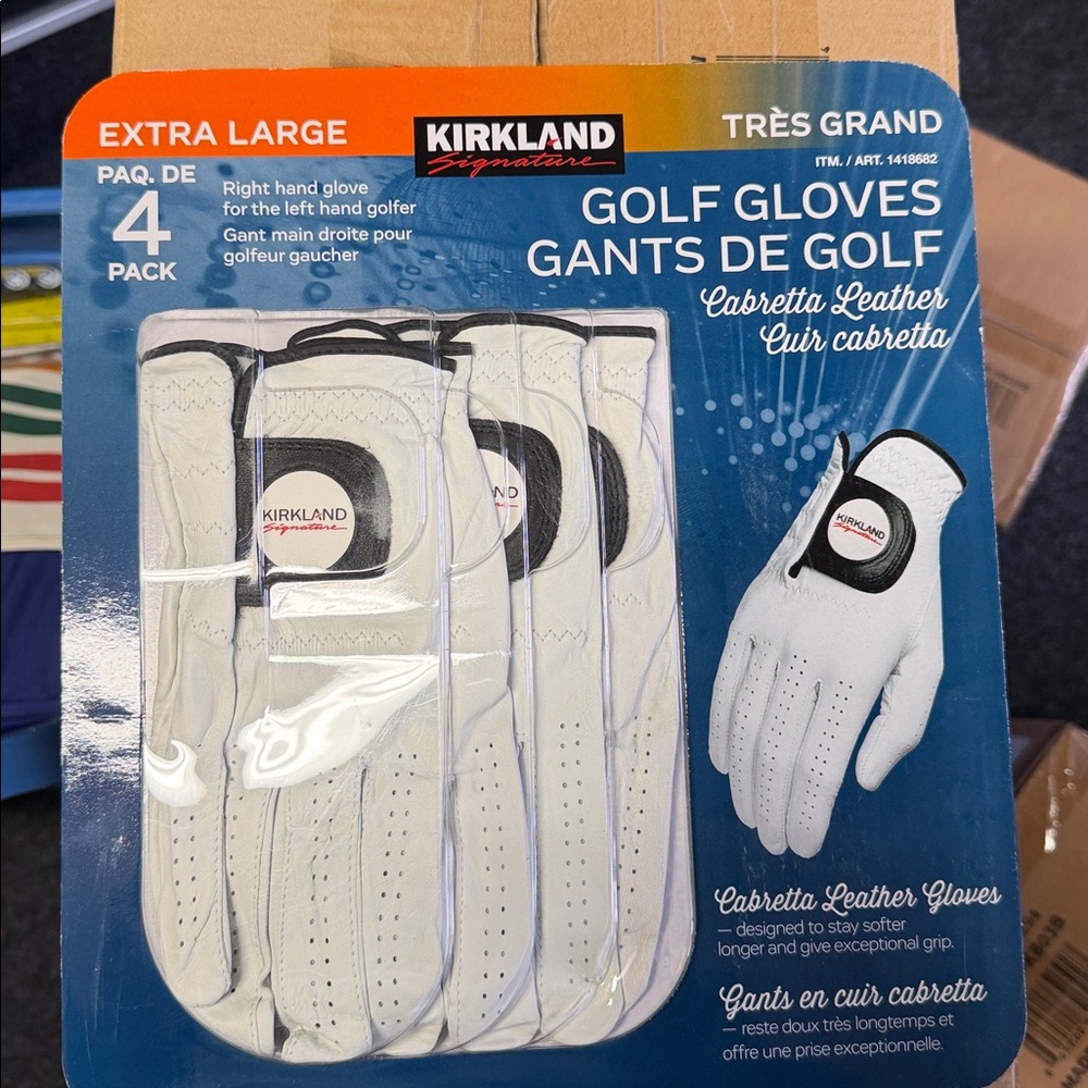 Kirkland Signature Cabretta Leather Golf Gloves - 4 Pack - Right Hand - XL